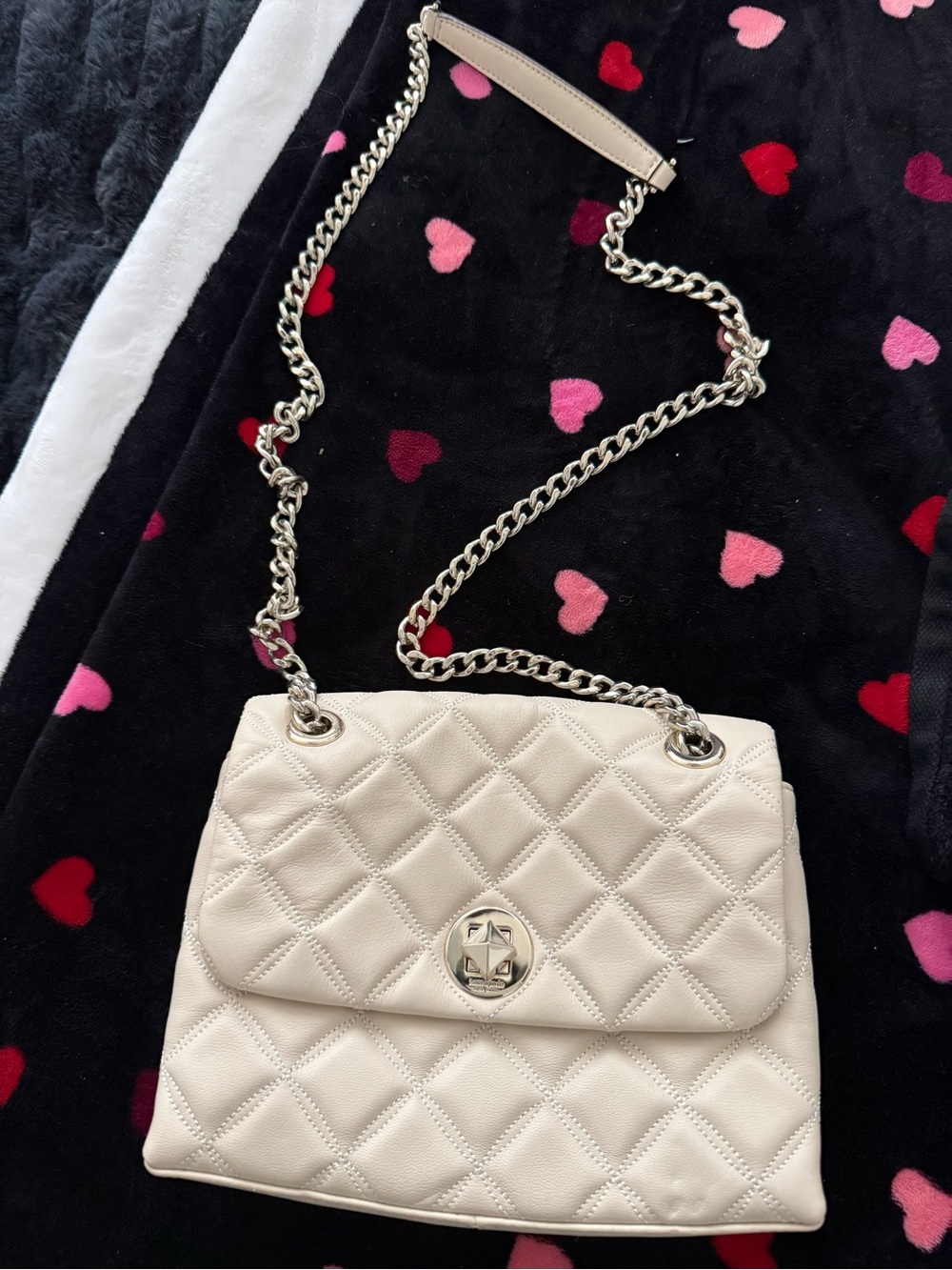 kate spade Cream Quilted Chain-Handle Shoulder Bag